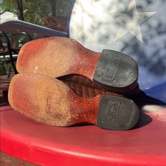 Ferrini Men's Caiman Croc Print Cowboy Boot Brown 10.5 D Wide Square Toe 4039323 - Picture 6 of 16